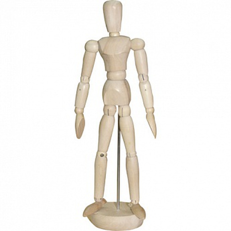 фото Деревянный манекен человека, высота 30 см, мужской