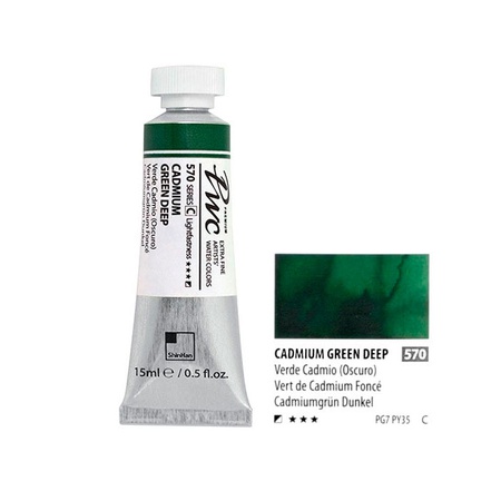 изображение Краска акварельная shinhanart pwc, туба 15 мл, 570 кадмий зелёный тёмный c