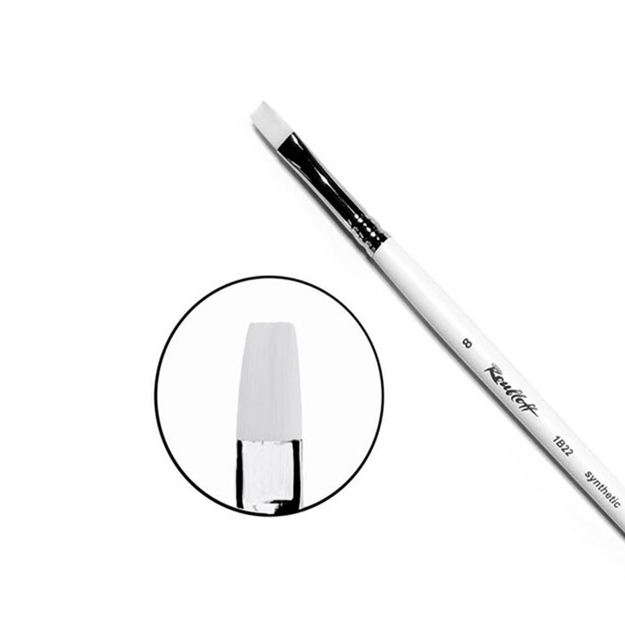 картинка Кисть синтетика под щетину roubloff № 8 плоская, длинная ручка 1b22w