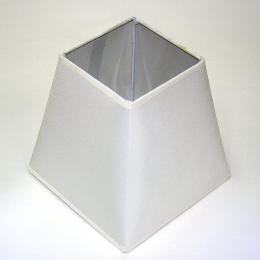 фото Заготовка под квадратный абажур из ткани на металлическом каркасе, цвет- белый, размер - 16,5х16,5 см, высота 16,5 см