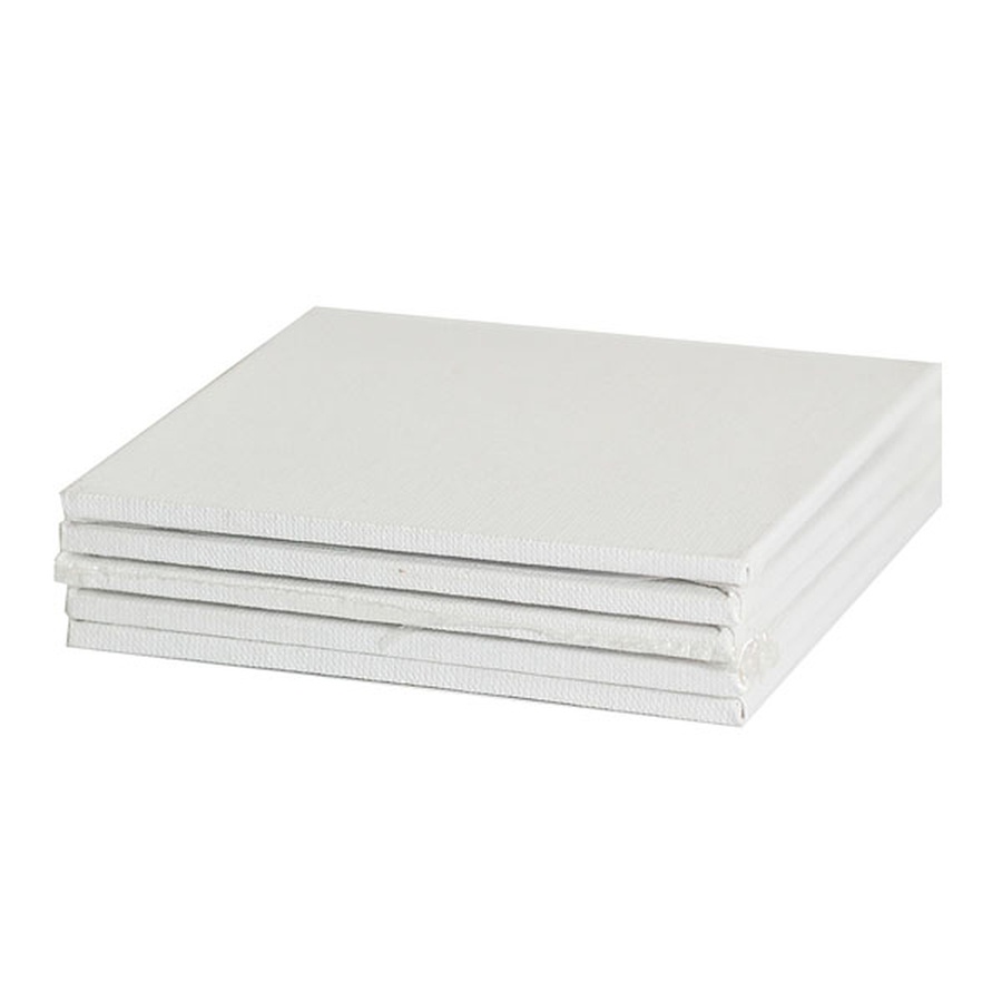 картинка Холсты мастер-класс на картоне, грунтованные белым акрилом, в наборе 5 шт, 10х10 см
