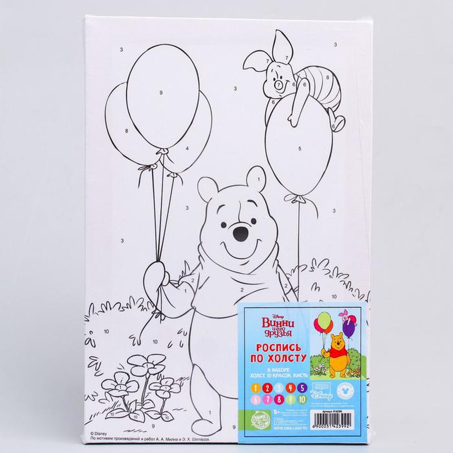 изображение Картина по номерам "медвежонок с шарами" 20 х 30 см, медвежонок винни и его друзья