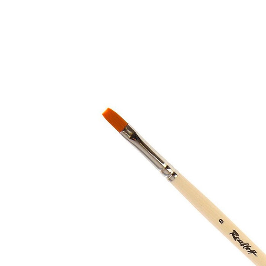 изображение Кисть синтетика roubloff № 8 плоская, длинная ручка, 1222