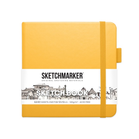 картинка Блокнот для зарисовок sketchmarker  12*12 см 80л оранжевый