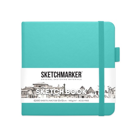 изображение Блокнот для зарисовок sketchmarker  12*12 см 80л аквамарин
