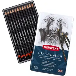 фотография Набор чернографитных карандашей derwent graphic medium, 12 штук, средняя твердость