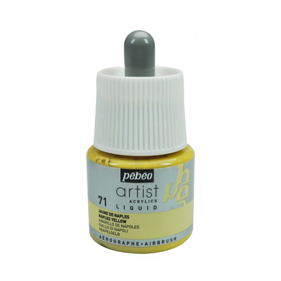картинка Чернила акриловые pebeo artist acrylics liquid ink 45 мл № 71 неаполитанский жёлтый