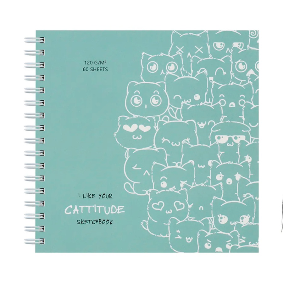 фото Скетчбук для рисования meshu "cat wave" на гребне, 60 л