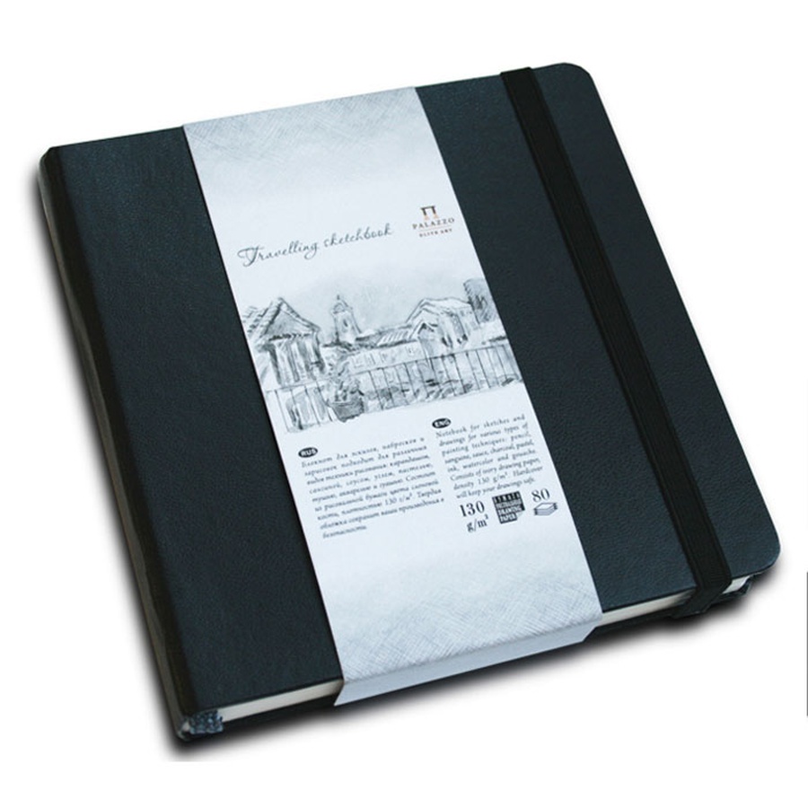 картинка Блокнот travelling sketchbook, 195х195 мм, черный квадрат, 80 листов