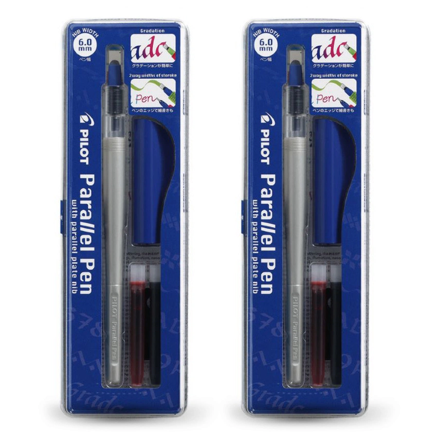 картинка Ручка перьевая pilot parallel pen + 2 картриджа, толщина 6,0 мм
