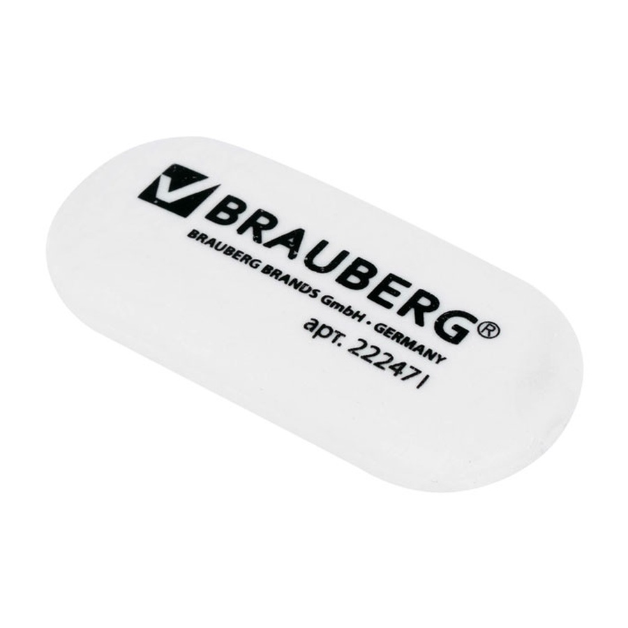 изображение Ластик brauberg, 55х23х10 мм, белый, овальный