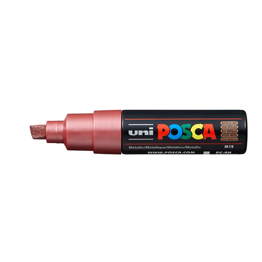 фото Маркер posca pc-8k, красный металлик, до 8.0 мм, скошенный наконечник