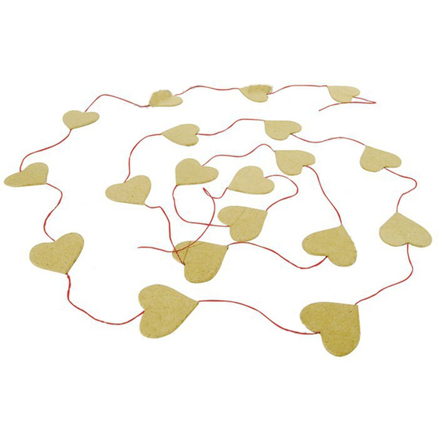 изображение Заготовка для декопатча decopatch из папье-маше - гирлянда из сердечек, длина 2,5 м