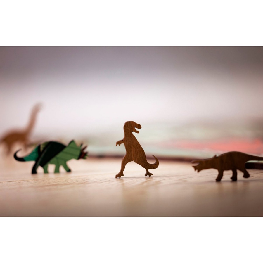 изображение Деревянный пазл, головоломка ewa динозавр t-rex xl (40x24 см) коробка-шкатулка
