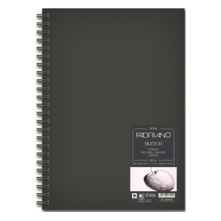 фото Скетчбук fabriano а4, 80 листов, 110 г/м2, чёрная обложка