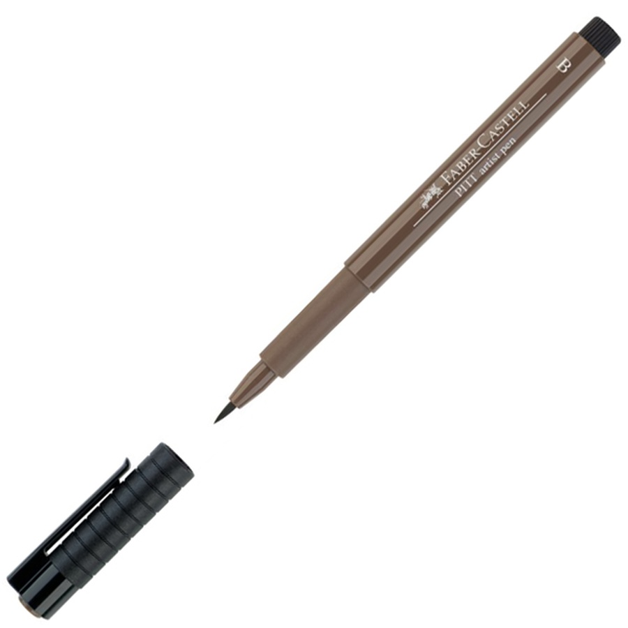 фотография Ручка-кисть капиллярная faber-castell pitt artist pen brush 177 коричневый орех
