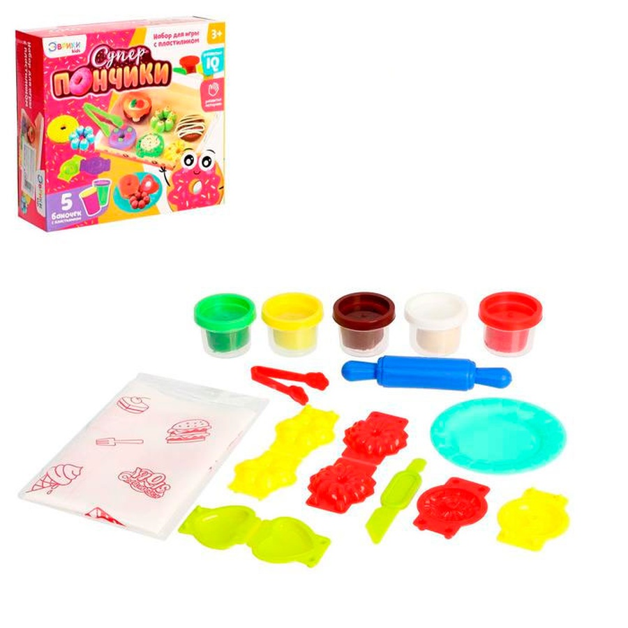 изображение Набор для игры с пластилином «суперпончики», 5 баночек с пластилином