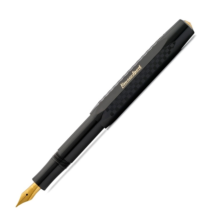 фотография Ручка перьевая kaweco classic sport chess f 0.7мм, черный корпус с шахматным узором
