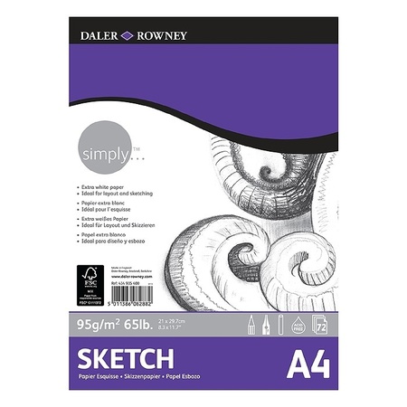 изображение Альбом для набросков daler rowney sketch pad, размер а4, плотность 95 г/м2, 72 листа