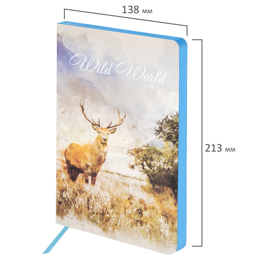 картинка Ежедневник недатированный а5 138х213мм brauberg vista под кожу гибкий, 136л, wild world