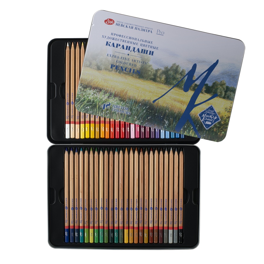 изображение Набор профессиональных цветных карандашей "мастер-класс", 48 цветов, в жестяном пенале