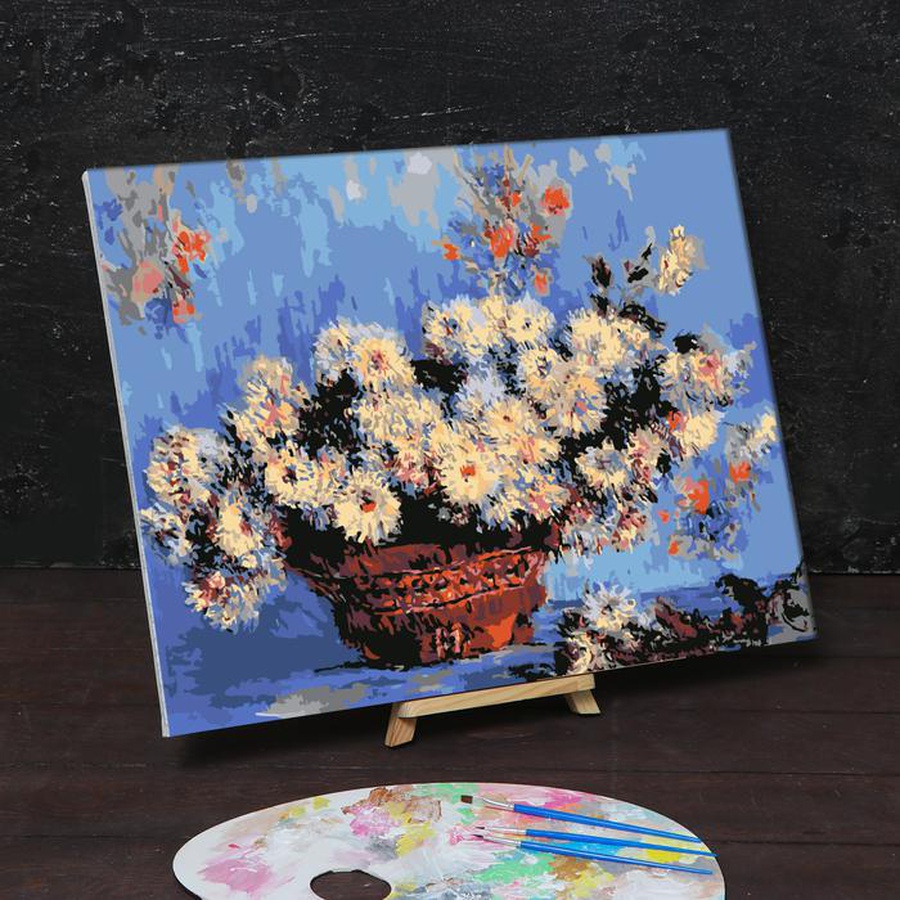 фото Картина по номерам на холсте с подрамником хризантемы, клод моне 40х50 см