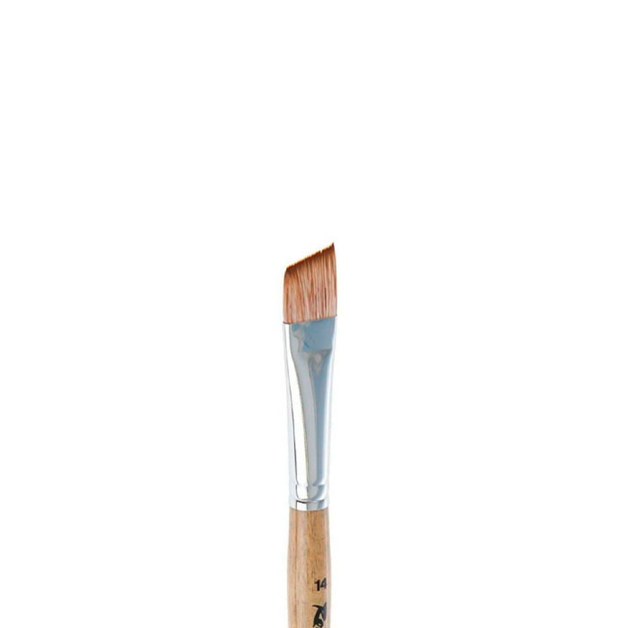 фото Кисть синтетика имитация мангуста наклонная roubloff №14 короткая ручка, укороченная вставка