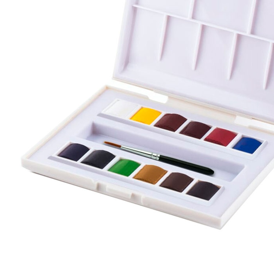 изображение Акварельные краски sennelier в наборе, 12 полукювет, пластиковый пенал