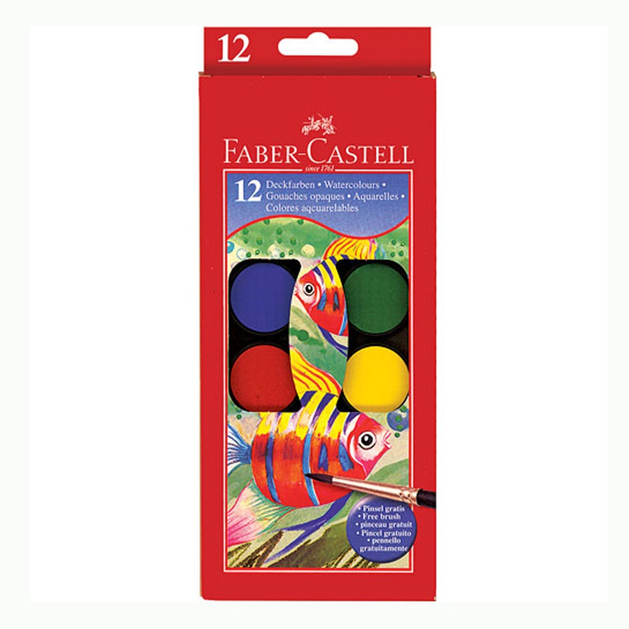 изображение Набор акварельных красок faber-castell из 12 цветов, кисть в комплекте