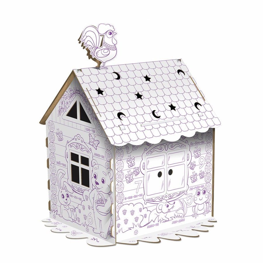 изображение Картонный игровой развивающий домик-раскраска «сказочный», высота 130 см