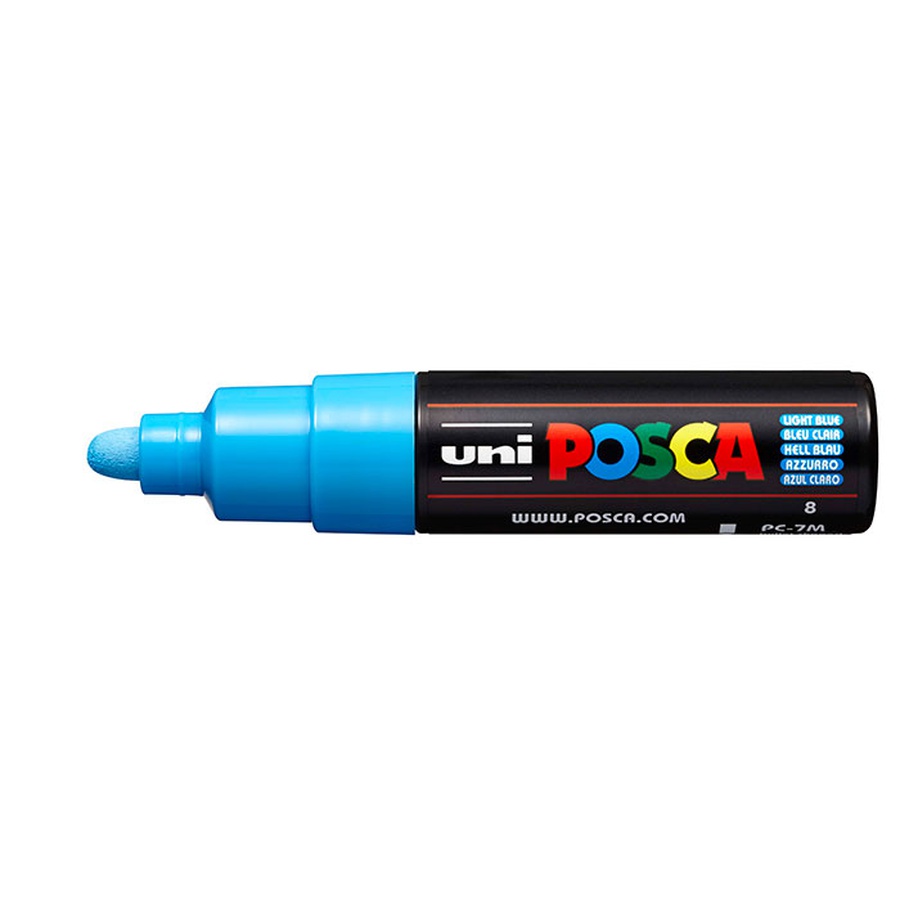 фотография Маркер posca pc-7m, голубой, 4.5 - 5.5 мм, пулевидный наконечник