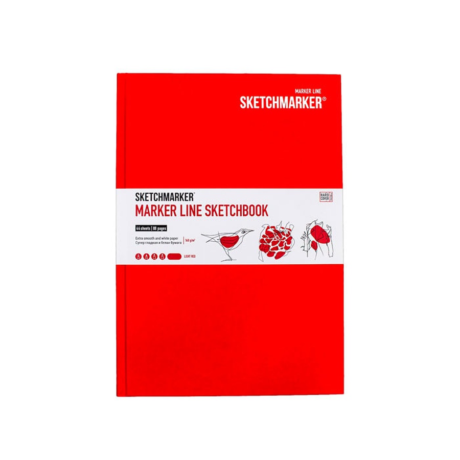 фотография Скетчбук sketchmarker marker line 160г/м2 176х250мм 44л тв.обложка, цв.светло-красный