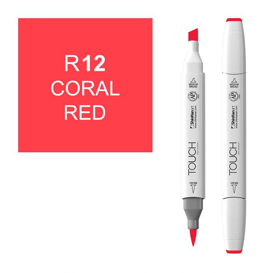 фото Маркер художественный touch brush shinhanart, 012 красный коралл r12