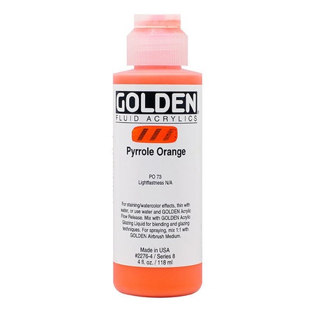 картинка Краска акриловая golden fluid, банка 118 мл, № 2276 оранжевый пиррол