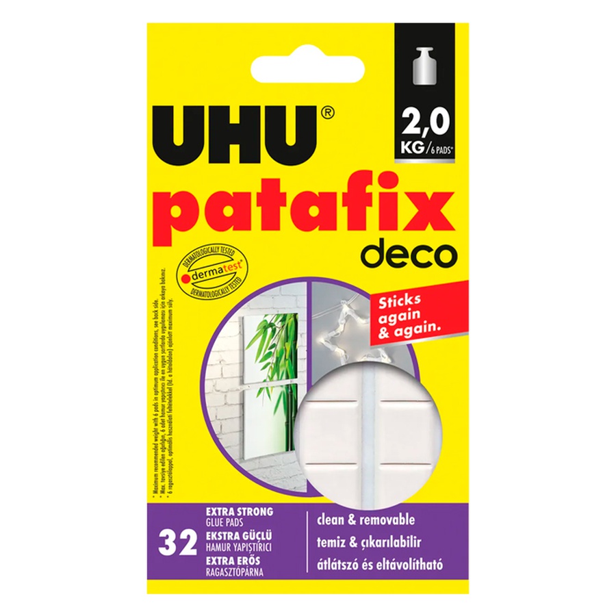 фото Клеящие подушечки uhu patafix deco, многоразовые, 32 штуки