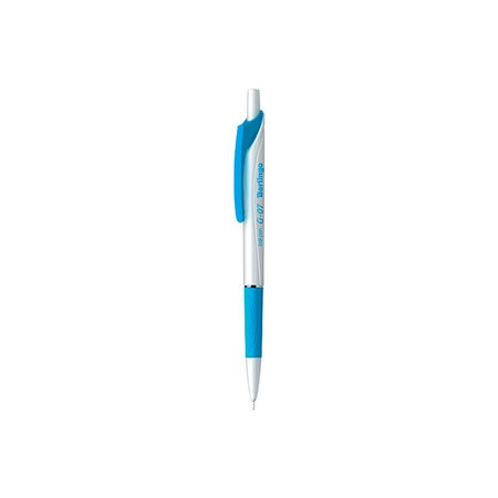 Элегантная автоматическая шариковая ручка Berlingo G-07, выполненная в сочетании белого и нежного голубого цветов, с пластиковым клипом и мягким рези…