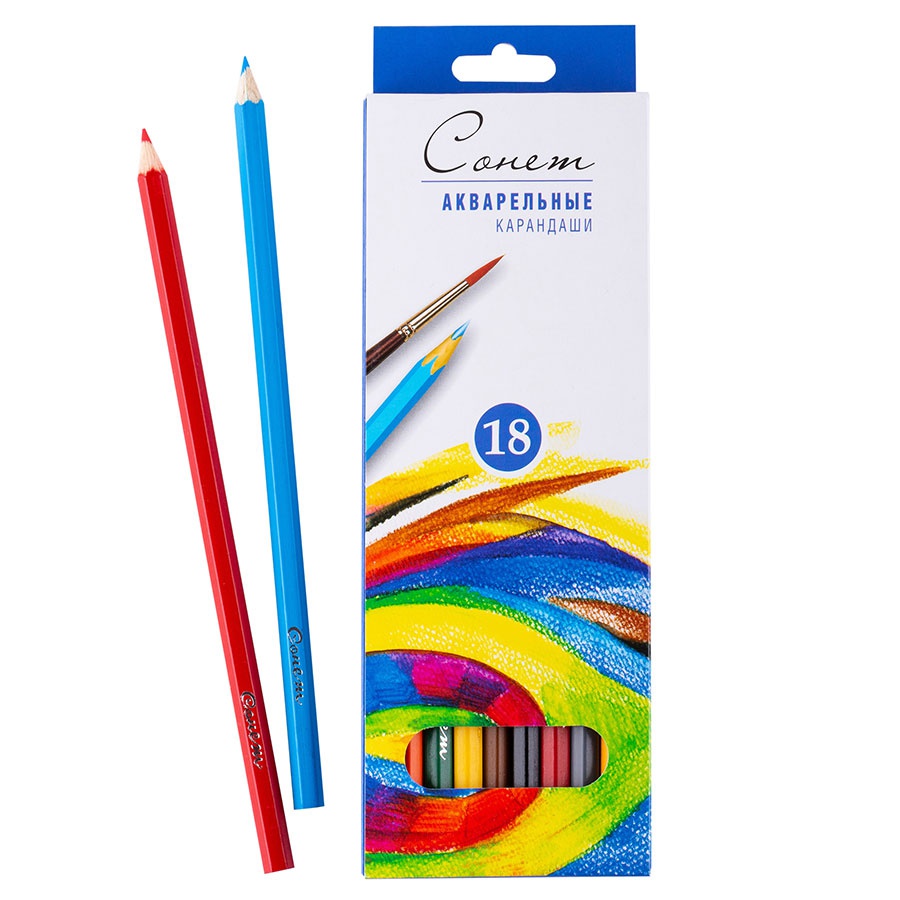 фотография Набор акварельных карандашей сонет из 18 цветов