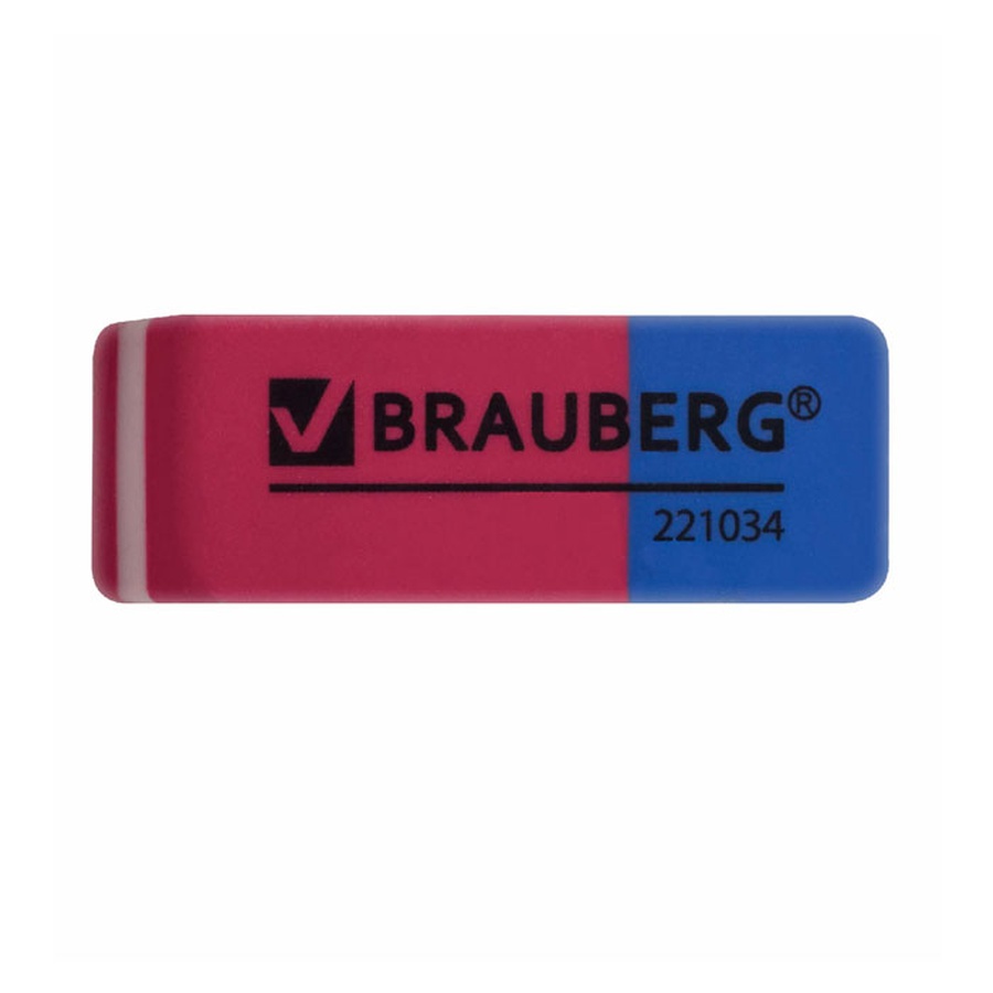 картинка Ластик brauberg "assistant 80", 41х14х8 мм, красно-синий, прямоугольный, скошенные края