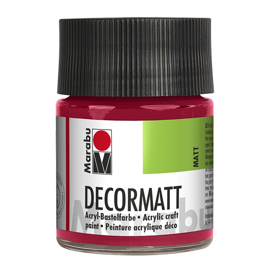 картинка Краска матовая акриловая marabu decormatt, 503, кармин красный, 50 мл