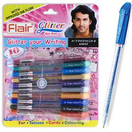 фото Набор цветных гелевых ручек flair glitter с блестками, 10 цветов