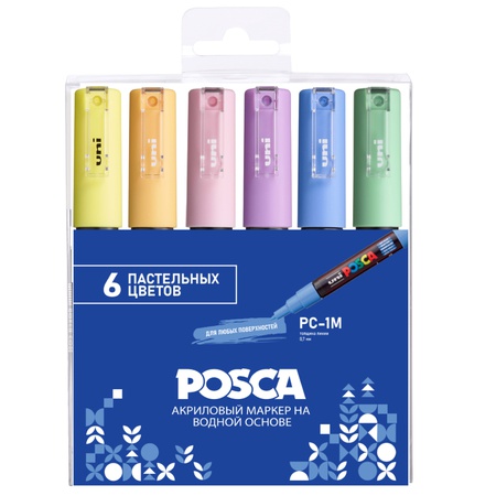 изображение Набор маркеров posca pc-1m пастельные цвета 6 шт