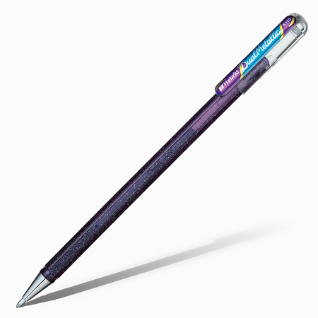 фото Ручка гелевая pentel hybrid dual metallic 1 мм, фиолетовый + синий металлик