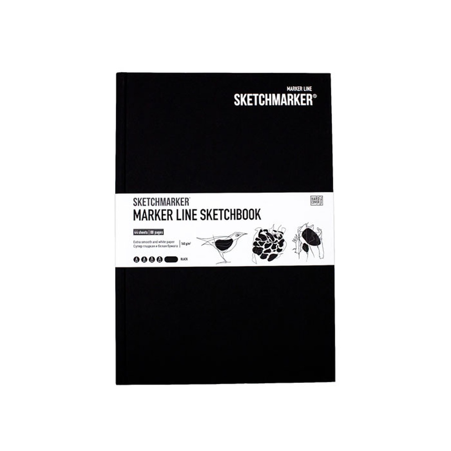 фотография Скетчбук sketchmarker marker line 160г/м2 176х250мм 44л тв.обложка, цв.черный