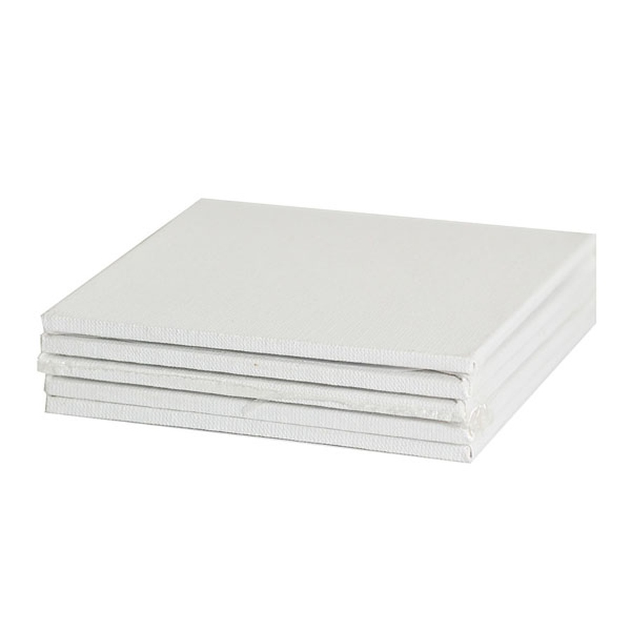 картинка Холсты мастер-класс на картоне, грунтованные белым акрилом, в наборе 5 шт, 15х15 см