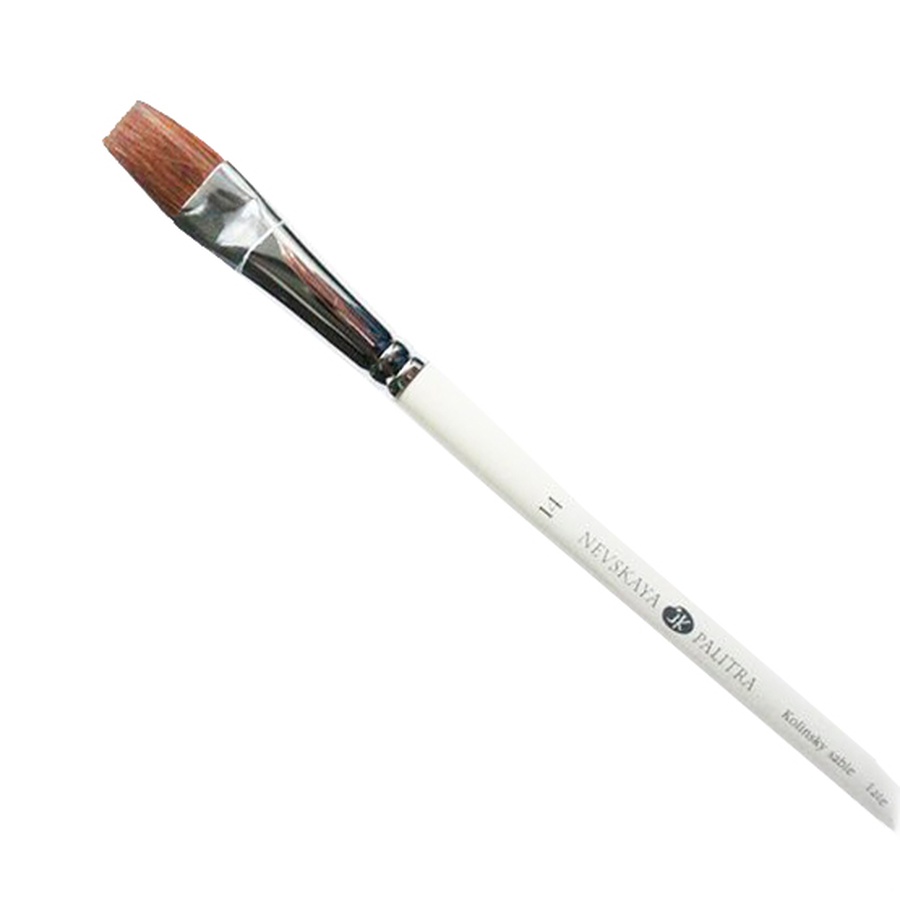 фото Кисть колонок для акварели невская палитра 2 плоская длинная ручка