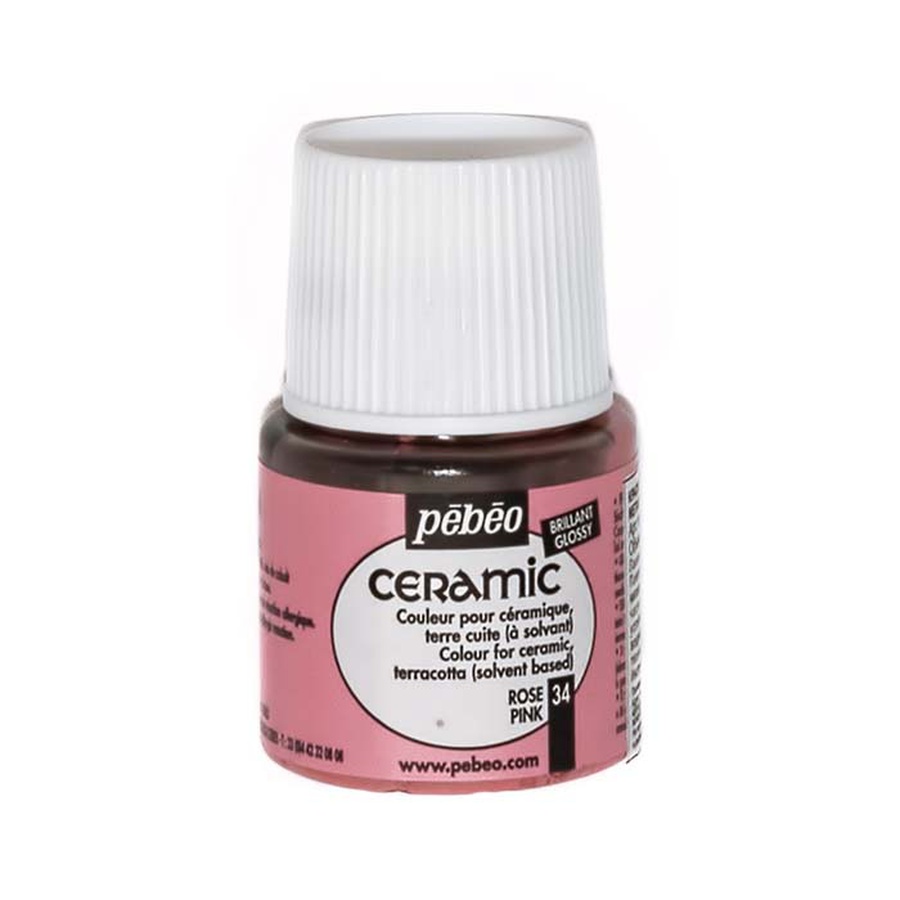 картинка Краска по стеклу и керамике pebeo ceramic, цвет - розовый, 45 мл