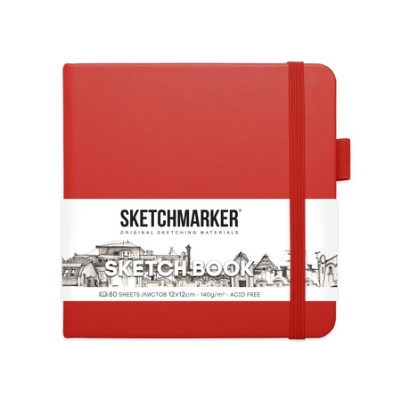 фото Блокнот для зарисовок sketchmarker  12*12 см 80л красный