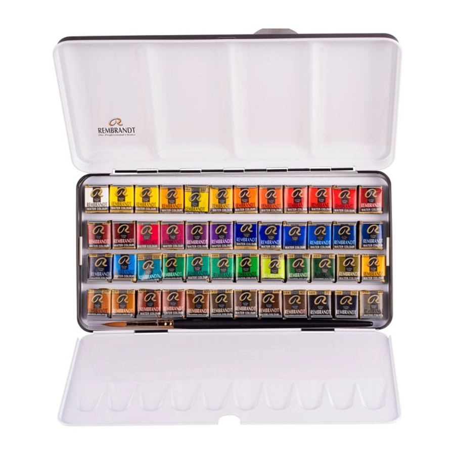 изображение Набор акварельных красок rembrandt talens 48 цветов, кисть