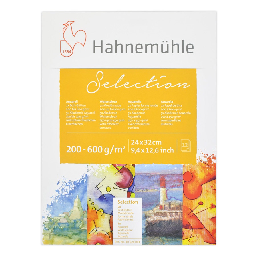 картинка Альбом-склейка для акварели hahnemuhle aquarell selection 12 листов разного вида, 24х32 см