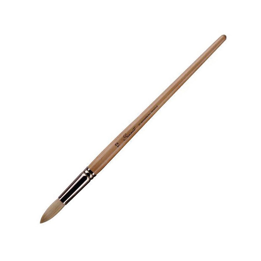 картинка Кисть из щетины, круглая, с длинной деревянной ручкой, покрытой лаком №12 (13 мм)